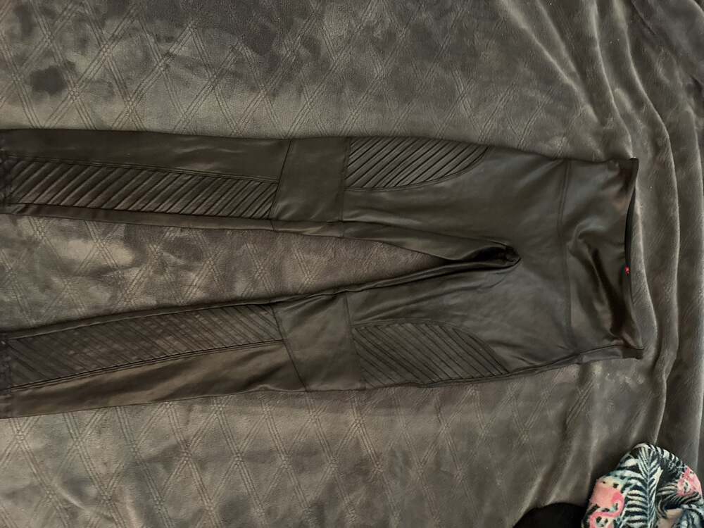 SPANX Faux Leather Moto Leggings in Black
